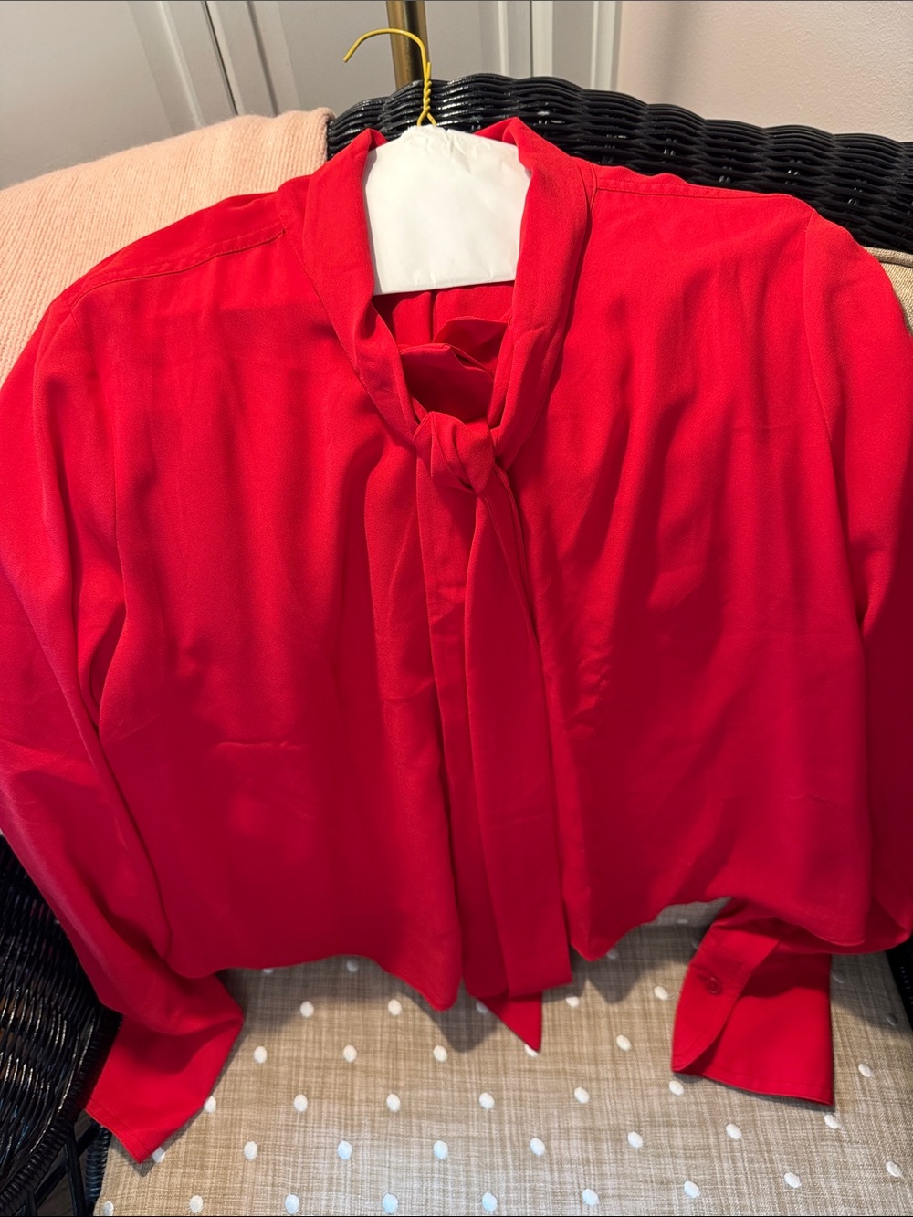 Ann Taylor Red Tie-Neck Blouse - Elegant Women's Top